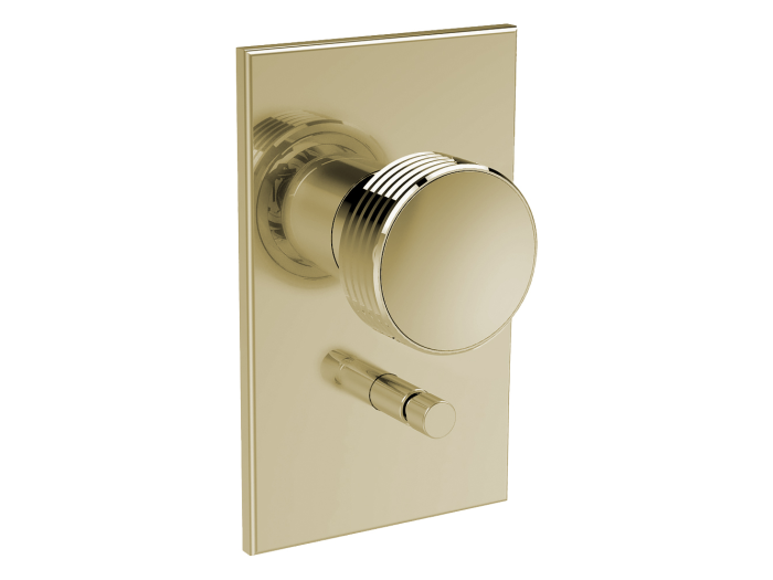 На изображении товар Смеситель для душа Carlo Frattini Texture Collection H , встраиваемый, с переключателем на 2 потребителя, внешняя часть, цвет брашированная шампань от официального представителя в Москве