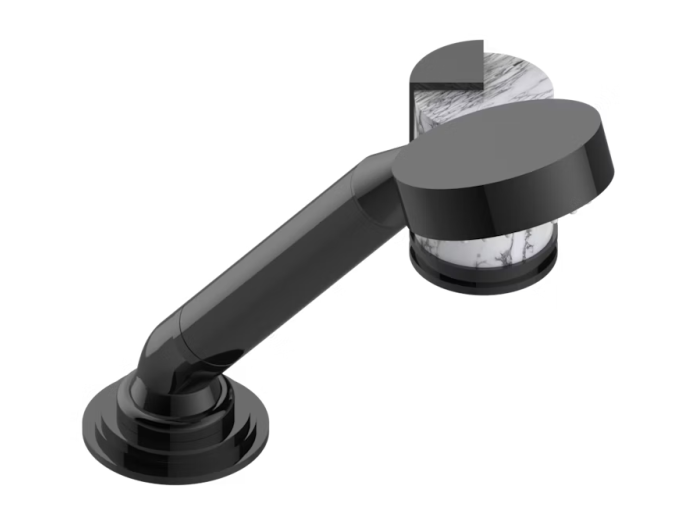 На изображении товар Смеситель THG Le 9 Howlite, на борт ванны, на 2 отверстия, с ручным душем, цвет Brown bronze PVD от официального представителя в Москве