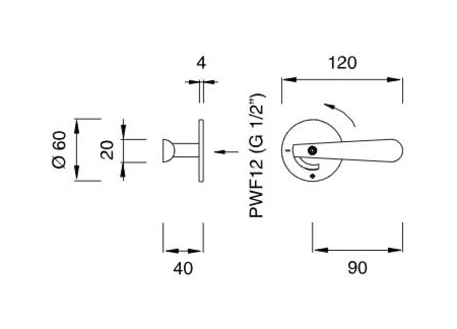 Вентиль запорный CEA Design Lutezia, настенный, для холодной воды, внешняя часть, цвет Black Diamond сатинированный - изображение 2