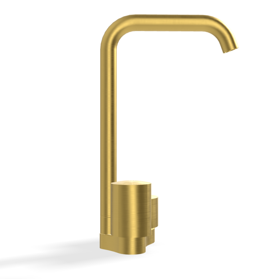 Смеситель для раковины Carlo Frattini SO, без ручек, c донным клапаном Click-Clack, вращающимся изливом Ø18 мм, 2 гибкими шлангами, L-153 мм, цвет золото брашированное - изображение 2