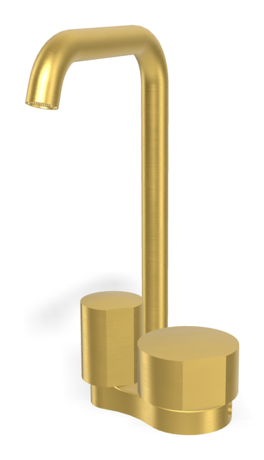Смеситель для раковины Carlo Frattini SO, без ручек, c донным клапаном Click-Clack, вращающимся изливом Ø18 мм, 2 гибкими шлангами, L-153 мм, цвет золото брашированное