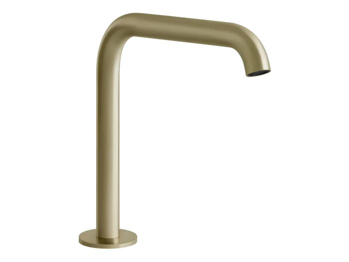 На изображении товар Излив для раковины Gessi316, средний, на горизонтальную поверхность, цвет Brushed Brass PVD от официального представителя в Москве