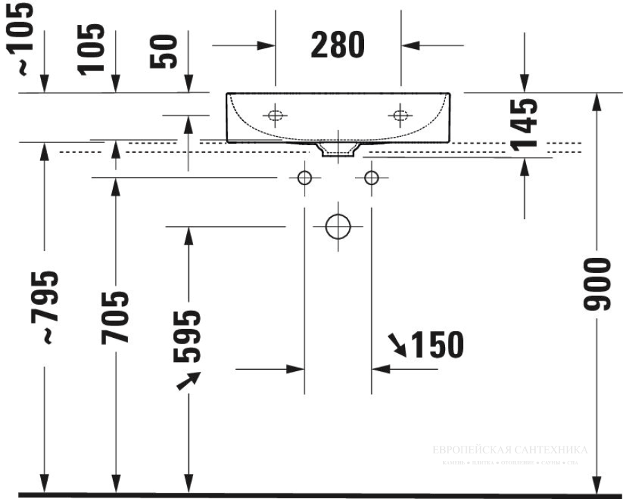 Раковина Duravit DuraSquare, накладная, 500х470 мм, без перелива, 1 отверстие под смеситель, шлифованная, цвет белый с покрытием WonderGliss - изображение 8