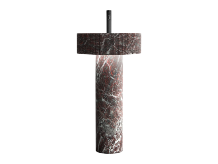 На изображении товар Раковина Antonio Lupi Filorigo, напольная, Ø470хH850 мм, со светодиодной подсветкой, мрамор Rosso Levanto от официального представителя в Москве