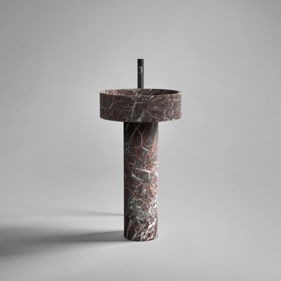 Раковина Antonio Lupi Filorigo, напольная, Ø470хH850 мм, со светодиодной подсветкой, мрамор Rosso Levanto - изображение 1