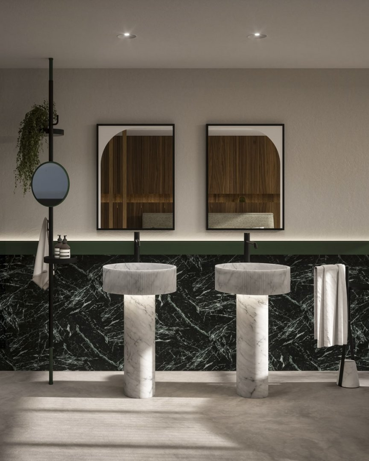 Раковина Antonio Lupi Filorigo, напольная, Ø470хH850 мм, со светодиодной подсветкой, мрамор Rosso Levanto - изображение 7