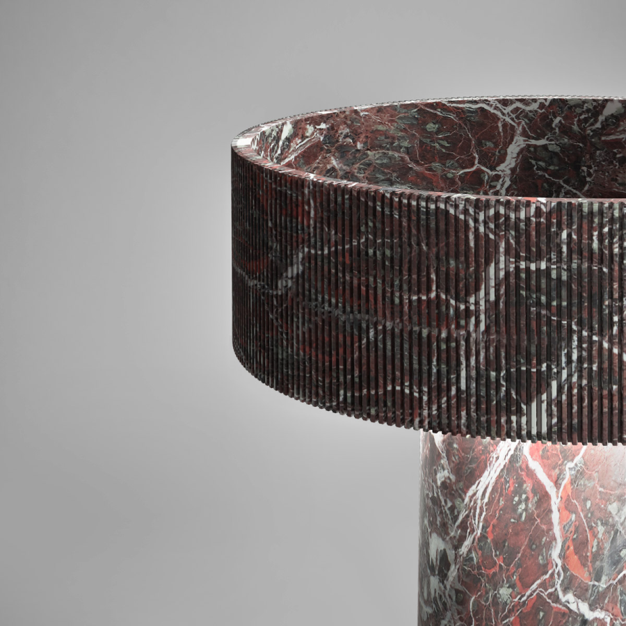 Раковина Antonio Lupi Filorigo, напольная, Ø470хH850 мм, со светодиодной подсветкой, мрамор Rosso Levanto - изображение 2