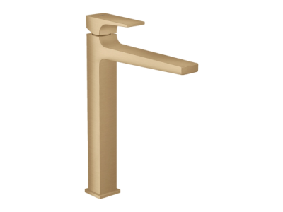 На изображении товар Смеситель для раковины Hansgrohe Metropol, однорычажный, Н. 326 мм, с донным клапаном, цвет шлифованная бронза от официального представителя в Москве