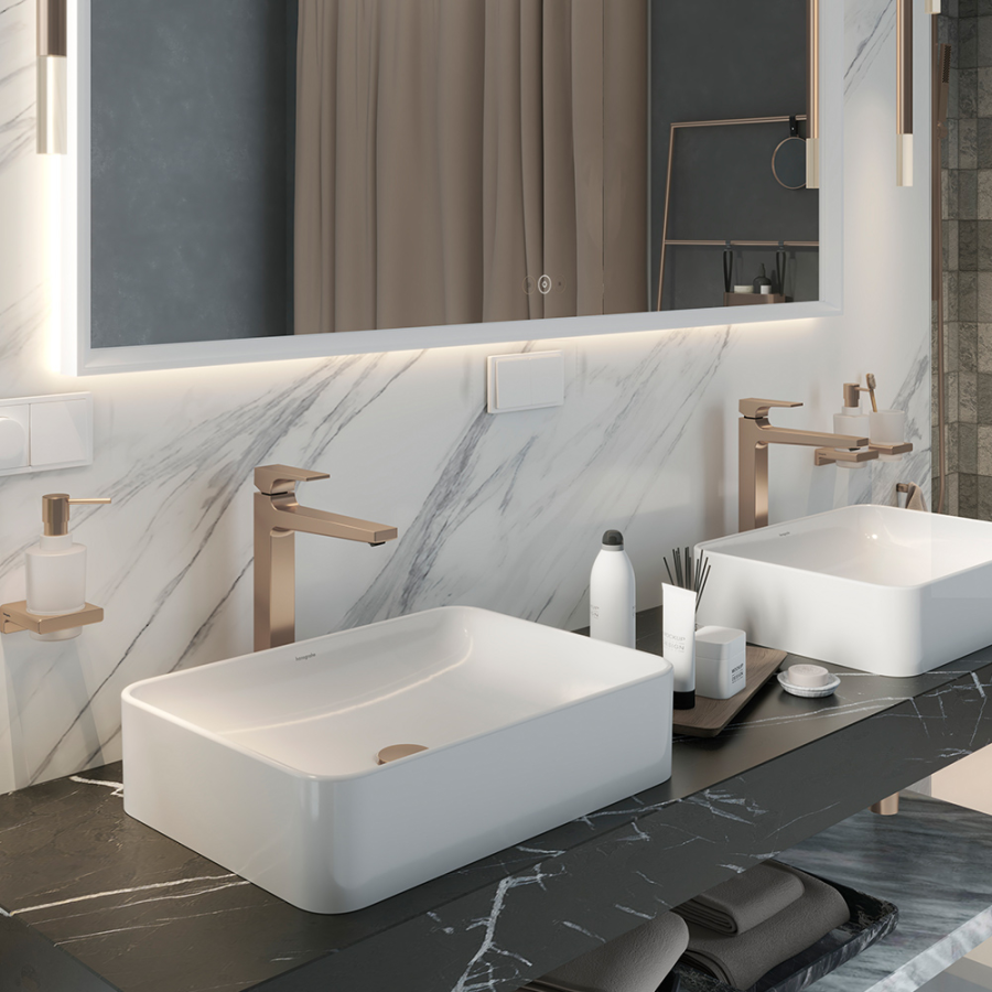 Смеситель для раковины Hansgrohe Metropol, однорычажный, Н. 326 мм, с донным клапаном, цвет шлифованная бронза - изображение 2