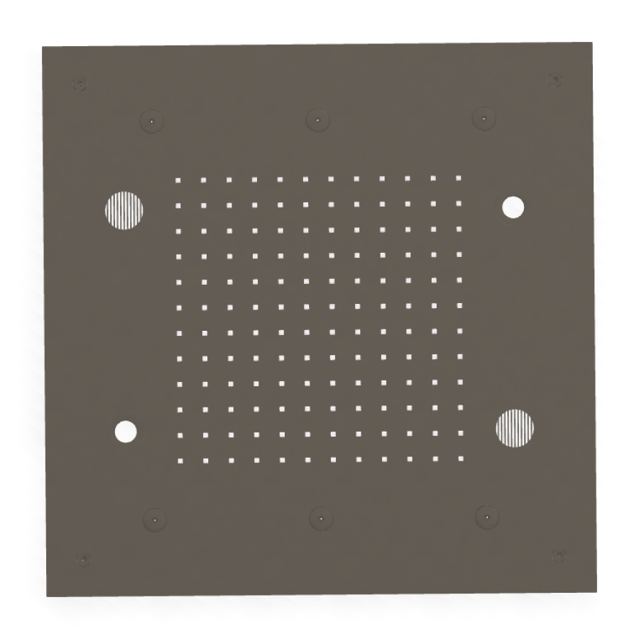 Верхний душ Carlo Frattini Harmonia, потолочный, с защитой от известкового налёта, с LED подсветкой для хромотерапии, пультом, аудио/bluetooth, 500x500 мм, цвет брашированный чёрный хром - изображение 1