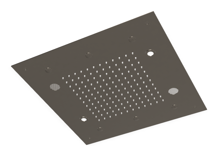 Верхний душ Carlo Frattini Harmonia, потолочный, с защитой от известкового налёта, с LED подсветкой для хромотерапии, пультом, аудио/bluetooth, 500x500 мм, цвет брашированный чёрный хром