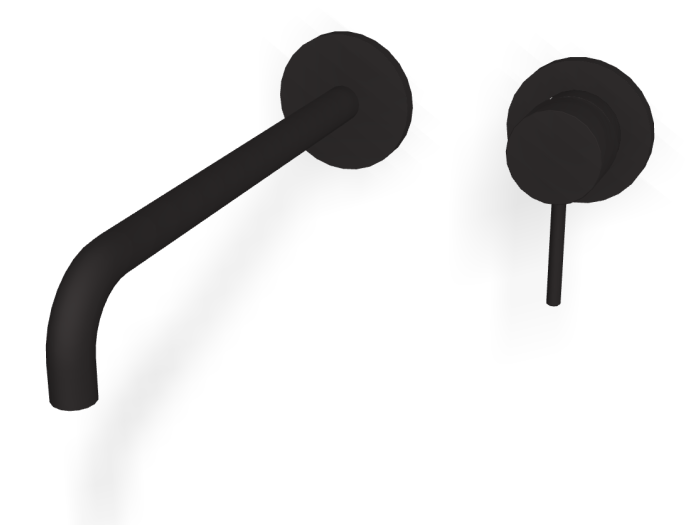 На изображении товар Смеситель для раковины Carlo Frattini Spillo Up, встраиваемый, настенный, без донного клапана, внешние части, цвет матовый чёрный от официального представителя в Москве