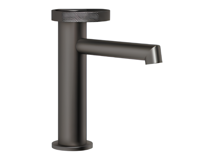 На изображении товар Смеситель для раковины Gessi Anello, низкий, однорычажный, без донного клапана, цвет Black Metal Brushed PVD от официального представителя в Москве