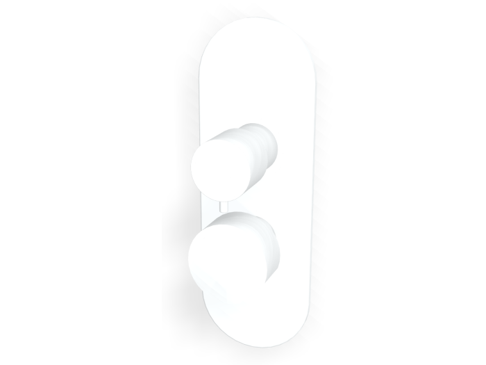 На изображении товар Смеситель Carlo Frattini SO, с переключателем на 2/3 потребителя, без ручек, Н-290 мм, внешняя часть, цвет белый матовый от официального представителя в Москве