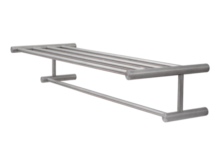 На изображении товар Полотенцедержатель CeaDesign Stem, настенный, с полочкой, 600x220x120h мм, сталь, цвет сатинированная сталь от официального представителя в Москве