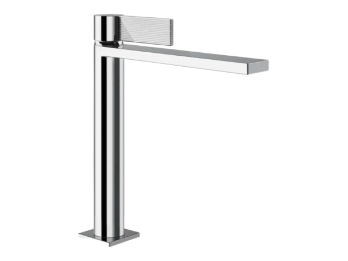На изображении товар Смеситель для раковины Gessi Inverso, однорычажный, с донным клапаном и соединительными шлангами, Н-251 мм, цвет хром от официального представителя в Москве