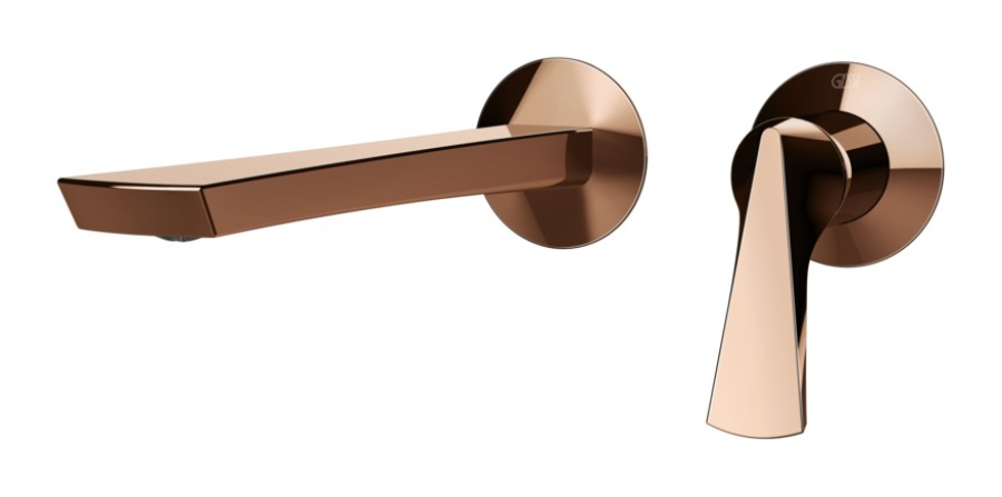 Смеситель для раковины Gessi Ventaglio, настенный, однорычажный, внешняя часть, L-234 мм, цвет Copper PVD