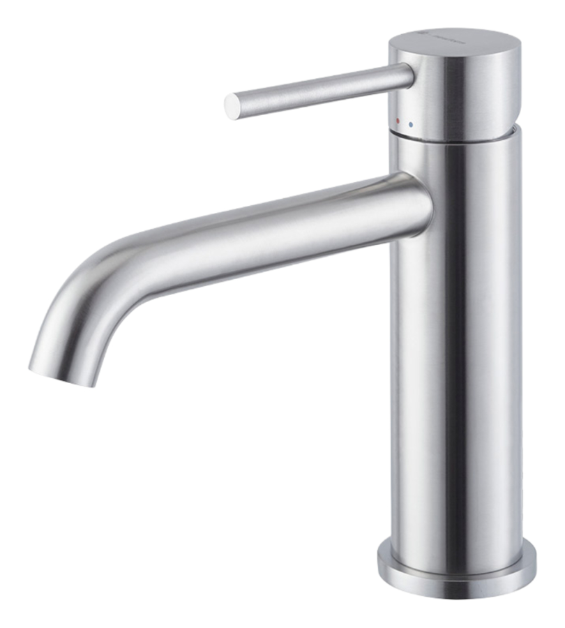 Смеситель для раковины Newform X-steel 316, H166 мм, однорычажный, на 1 отверстие, без донного клапана, шланги с внутренней резьбой, цвет Stainless steel