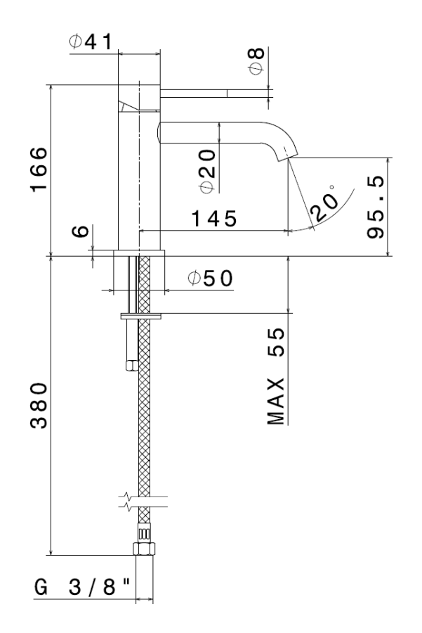 Смеситель для раковины Newform X-steel 316, H166 мм, однорычажный, на 1 отверстие, без донного клапана, шланги с внутренней резьбой, цвет Stainless steel - изображение 1