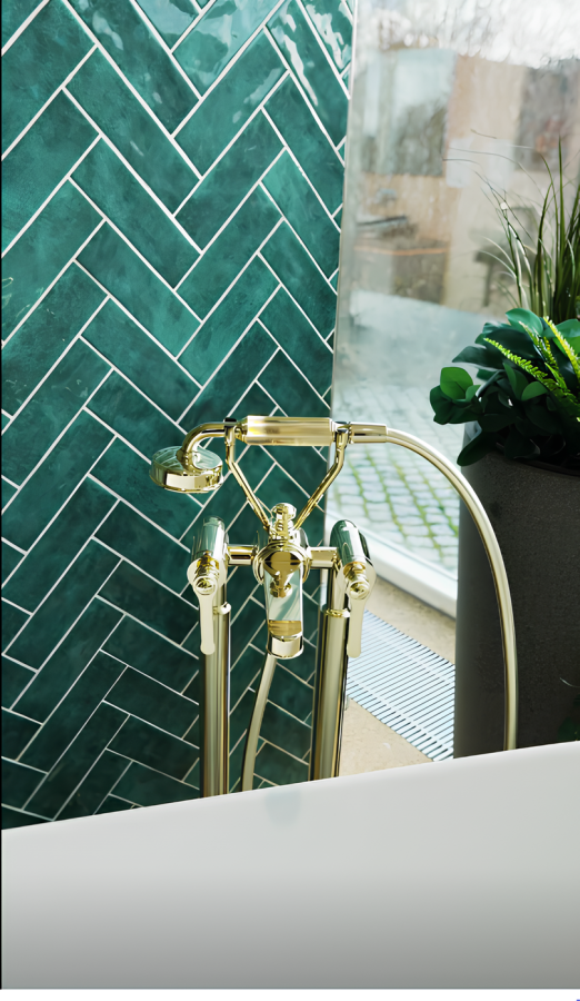 Смеситель для ванны Gessi Venti20, напольный, с душевой лейкой, внешние части, цвет Brass PVD - изображение 2