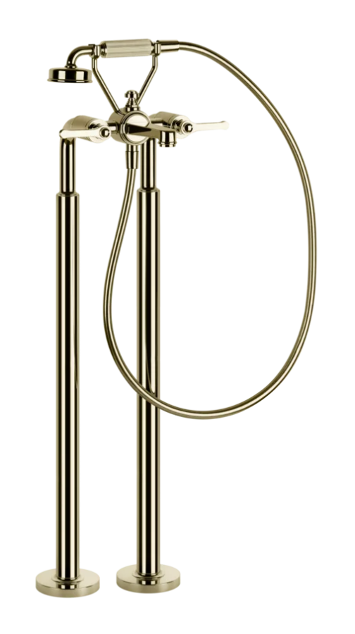 Смеситель для ванны Gessi Venti20, напольный, с душевой лейкой, внешние части, цвет Brass PVD