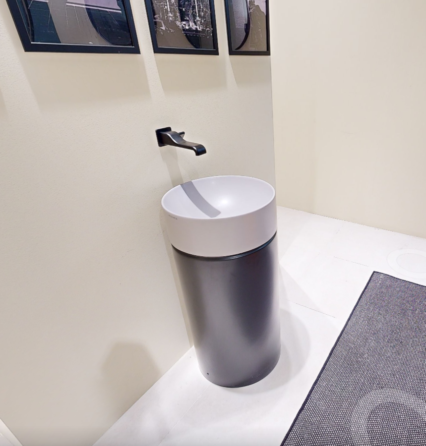 Раковина Flaminia MonoTwin Slim напольная, Ø420xh900 мм, цвет Cenere+Carbone - изображение 1