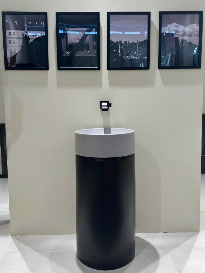 Раковина Flaminia MonoTwin Slim напольная, Ø420xh900 мм, цвет Cenere+Carbone