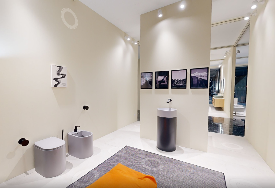 Раковина Flaminia MonoTwin Slim напольная, Ø420xh900 мм, цвет Cenere+Carbone - изображение 2