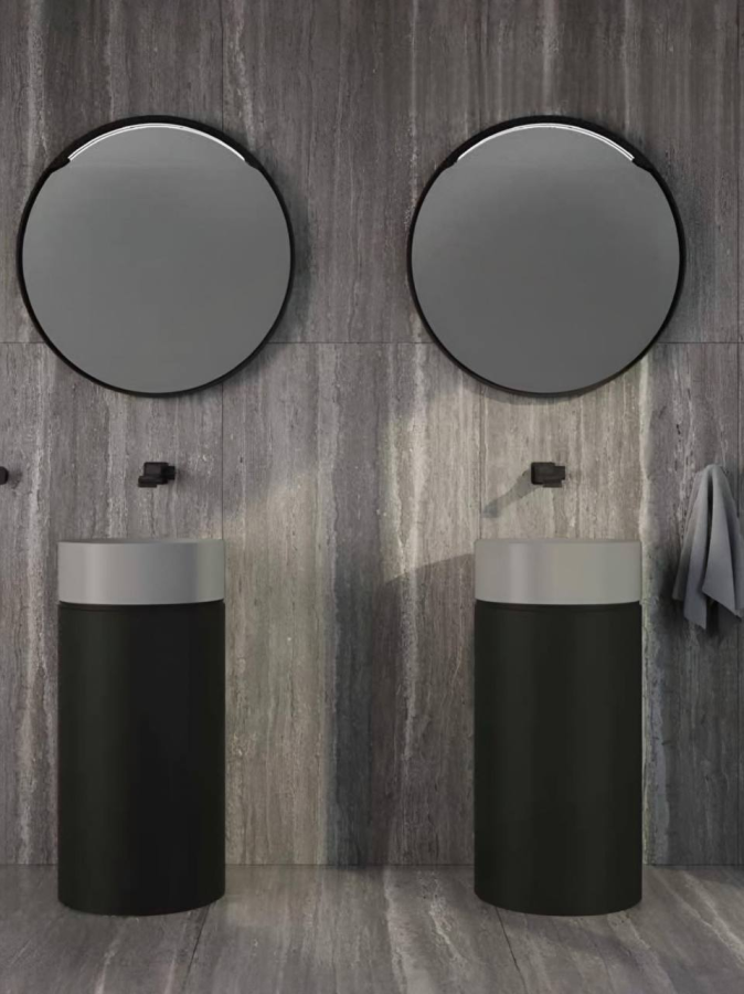 Раковина Flaminia MonoTwin Slim напольная, Ø420xh900 мм, цвет Cenere+Carbone - изображение 3