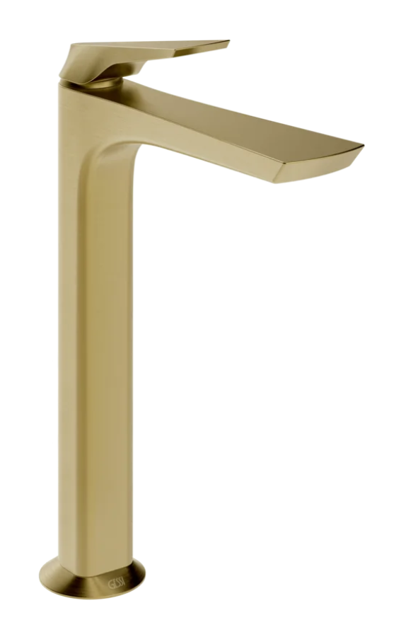 Смеситель для раковины Gessi Ventaglio, высокий, без донного клапана, цвет Brushed Brass PVD
