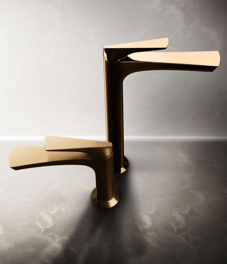 Смеситель для раковины Gessi Ventaglio, высокий, без донного клапана, цвет Brushed Brass PVD - изображение 1