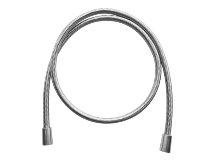На изображении товар Шланг Carlo Frattini Spillo Steel, плетёный, стальной, в прозрачной силиконовой отделке, 1500 мм, цвет нержавеющая сталь от официального представителя в Москве