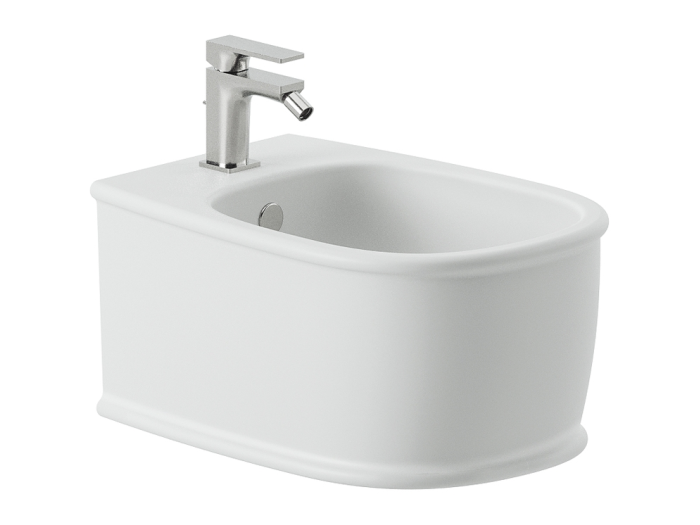 На изображении товар Биде Artceram Atelier 375х525 мм, подвесное, 1 отверстие для смесителя, комплект креплений, перелив, цвет белый от официального представителя в Москве