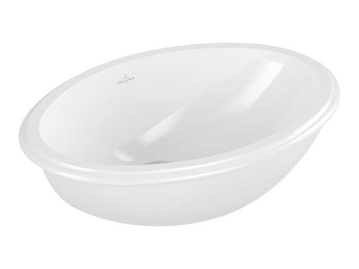 На изображении товар Раковина Villeroy&Boch Evana для установки под столешницу 500x350 снаружи глазурь, округлая, без отверстия д/смес., с переливом, цвет альп. белый, CeramicPlus от официального представителя в Москве