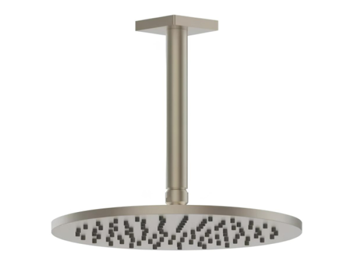 На изображении товар Верхний душ Gessi Rilievo, Ø250 мм, потолочный, с держателем, цвет Finox Brushed Nickel от официального представителя в Москве