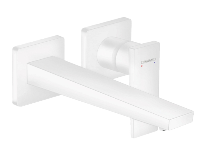 На изображении товар Смеситель для раковины Hansgrohe Metropol, настенный, внешняя часть, цвет Белый матовый от официального представителя в Москве