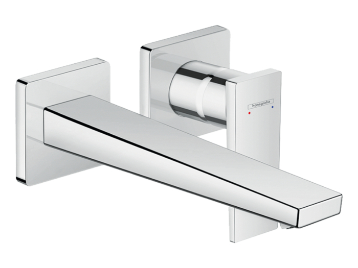 На изображении товар Смеситель для раковины Hansgrohe Metropol, настенный, внешняя часть, цвет Белый матовый от официального представителя в Москве