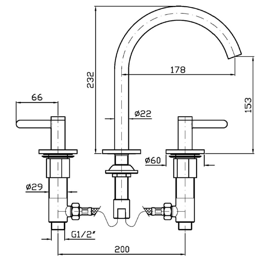 Смеситель для раковины Zucchetti Isy22, на 3 отверстия, поворотный излив, аэратор, без донного клапана, цвет матовый чёрный - изображение 2