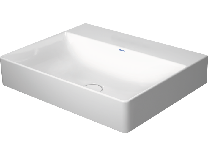 На изображении товар Раковина Duravit DuraSquare  с шлифованным низом, 600x470 мм, без перелива, без отверстий под смеситель, цвет белый от официального представителя в Москве