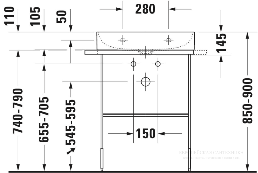 Раковина Duravit DuraSquare, для мебели 600х470 мм, без перелива, без отверстия смесителя, шлифованная, цвет белый - изображение 6