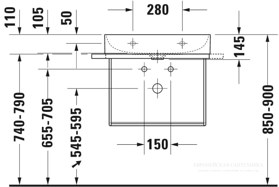 Раковина Duravit DuraSquare, для мебели 600х470 мм, без перелива, без отверстия смесителя, шлифованная, цвет белый - изображение 11