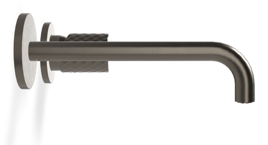 Смеситель для раковины Carlo Frattini Spillo Tech, ручка X Collection, настенный, с донным клапаном Click-Clack, излив 200 мм, внешняя часть, цвет брашированный чёрный хром - изображение 2