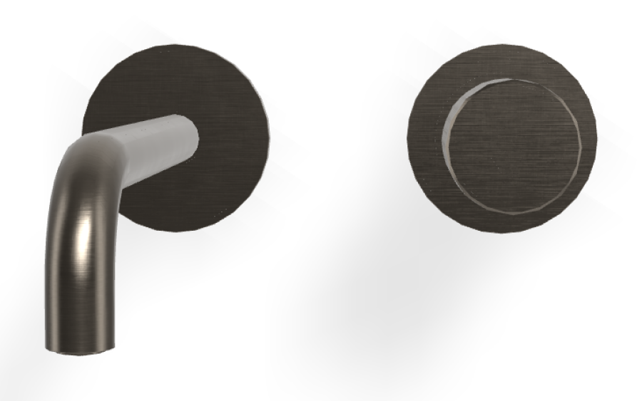 Смеситель для раковины Carlo Frattini Spillo Tech, ручка X Collection, настенный, с донным клапаном Click-Clack, излив 200 мм, внешняя часть, цвет брашированный чёрный хром - изображение 1