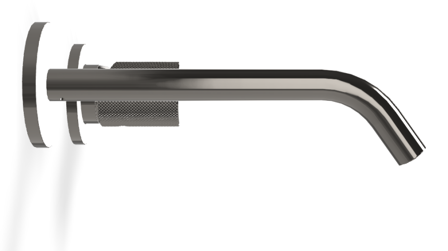 Смеситель для раковины Carlo Frattini Spillo Tech, ручка G Collection, настенный, с донным клапаном Click-Clack, излив 210 мм, внешняя часть, цвет чёрный хром - изображение 2