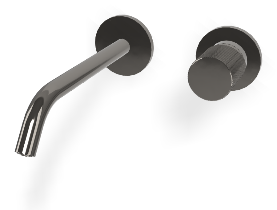 Смеситель для раковины Carlo Frattini Spillo Tech, ручка G Collection, настенный, с донным клапаном Click-Clack, излив 210 мм, внешняя часть, цвет чёрный хром