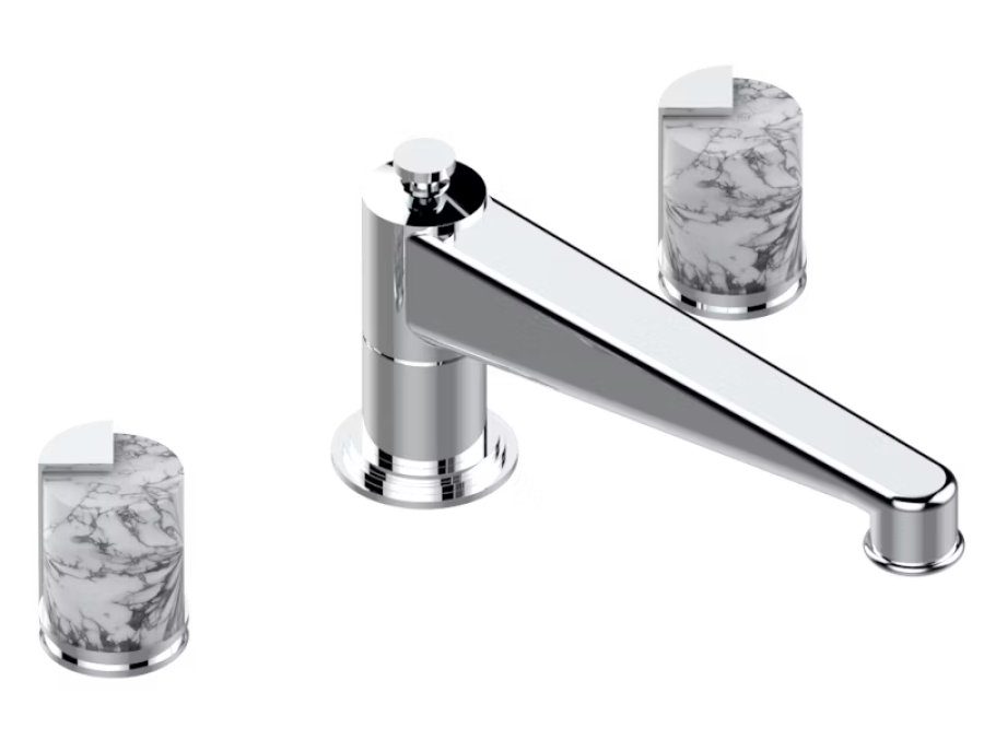 Смеситель для ванны THG Le 9 Howlite, на 3 отверстия, удлинённый излив голиаф, цвет хром