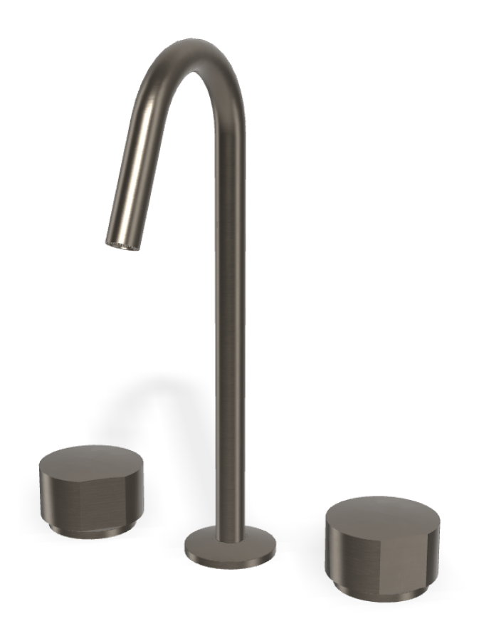 Смеситель для раковины Carlo Frattini SO, без ручек, с вращающимся изливом Ø18 мм, донным клапаном Click-Clack, 2 гибкими шлангами, Н-319 мм, цвет чёрный хром брашированный