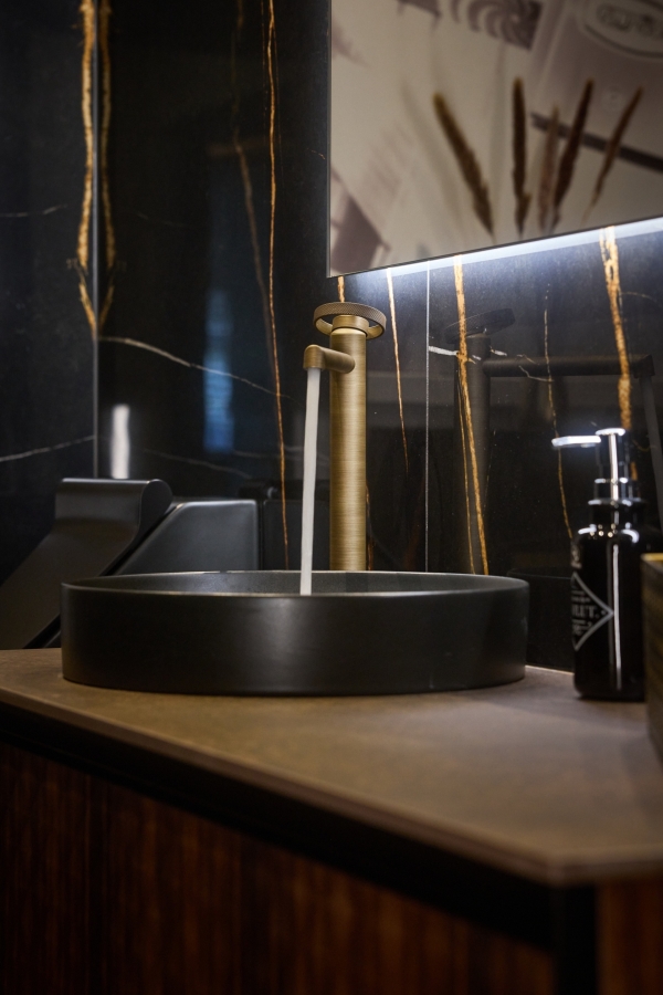 Смеситель для раковины Gessi Anello, высокий, длинный излив, цвет Brass Brushed PVD - изображение 2