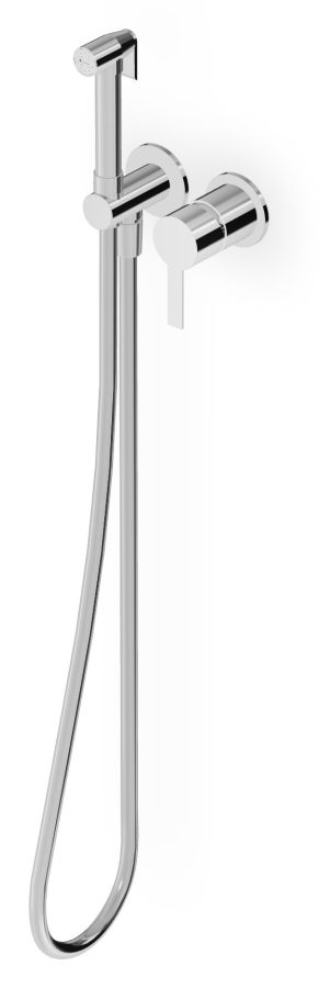 Гигиенический душ Zucchetti Gill, настенный, на 2 отверстия, с встраиваемым смесителем и лейкой с клапаном, цвет хром