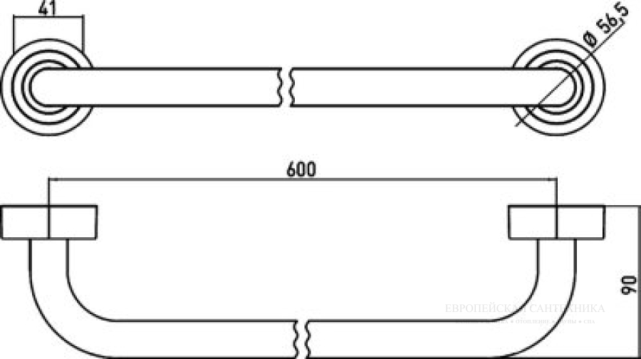 Полотенцедержатель, Emco Polo, 600 х 56.5 мм, хром - изображение 1